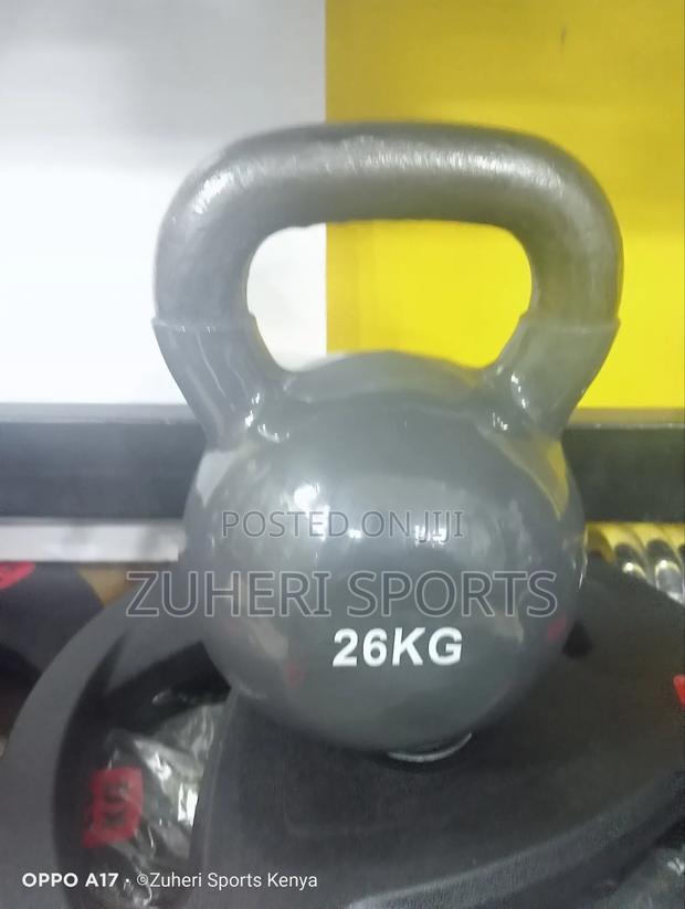 26kg Cast Iron Kettlebell, Vynil Coated Floor Safe - main view