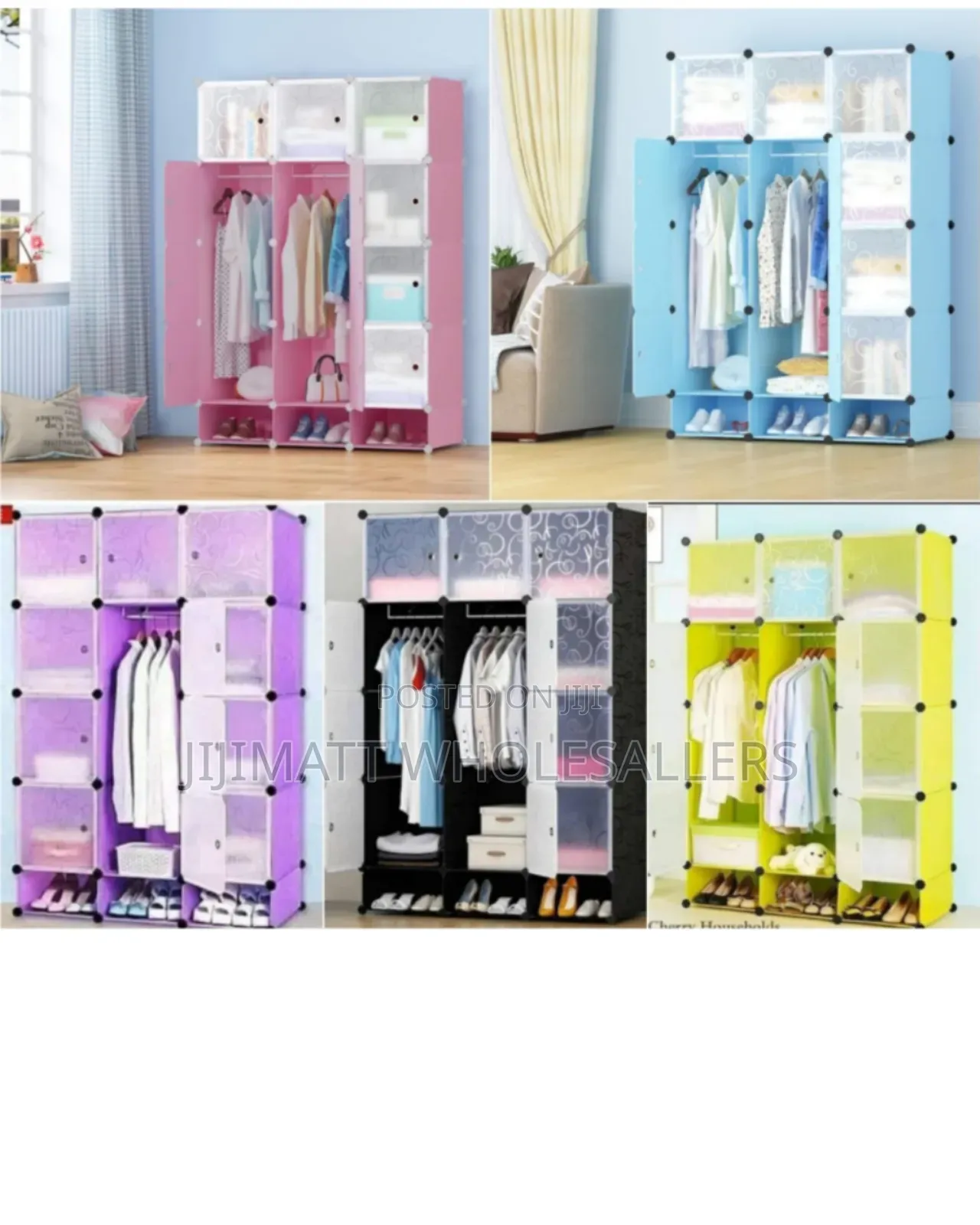 Portable 3-Column Plastic Wardrobes