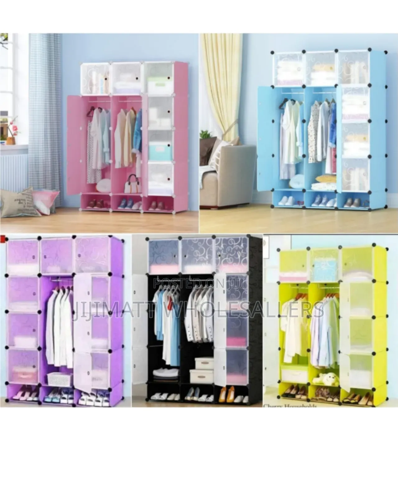 Portable 3-Column Plastic Wardrobes.