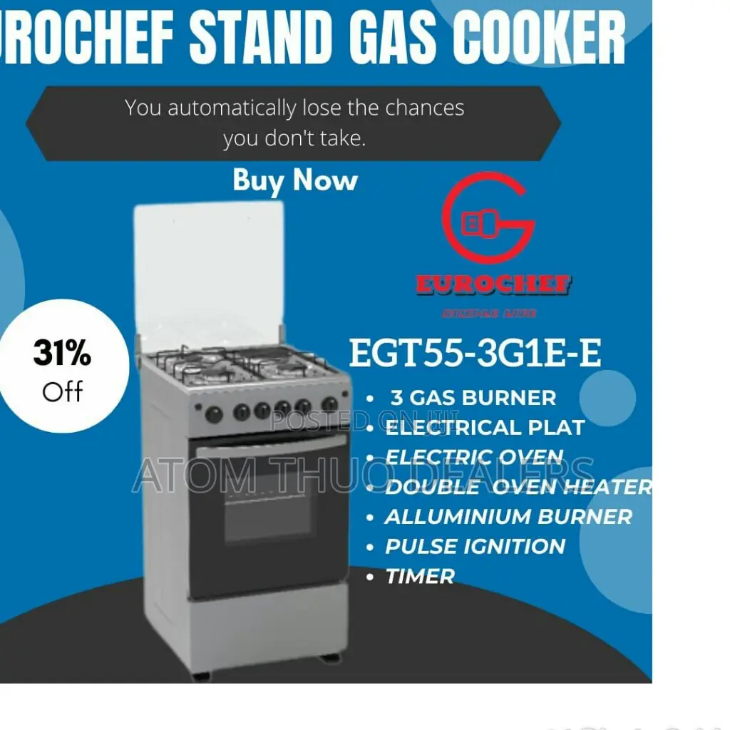 Eurochef 50*55 3+1 Standing Cooker With Ele Tric Oven.