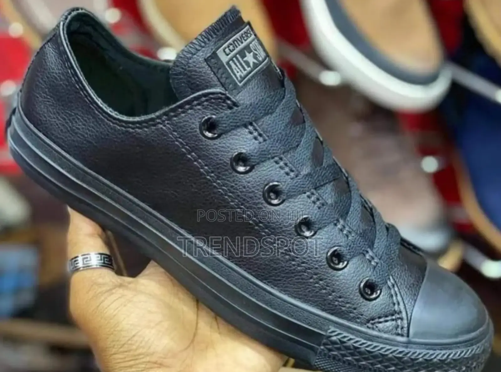 Black Leather Converse Shoe
