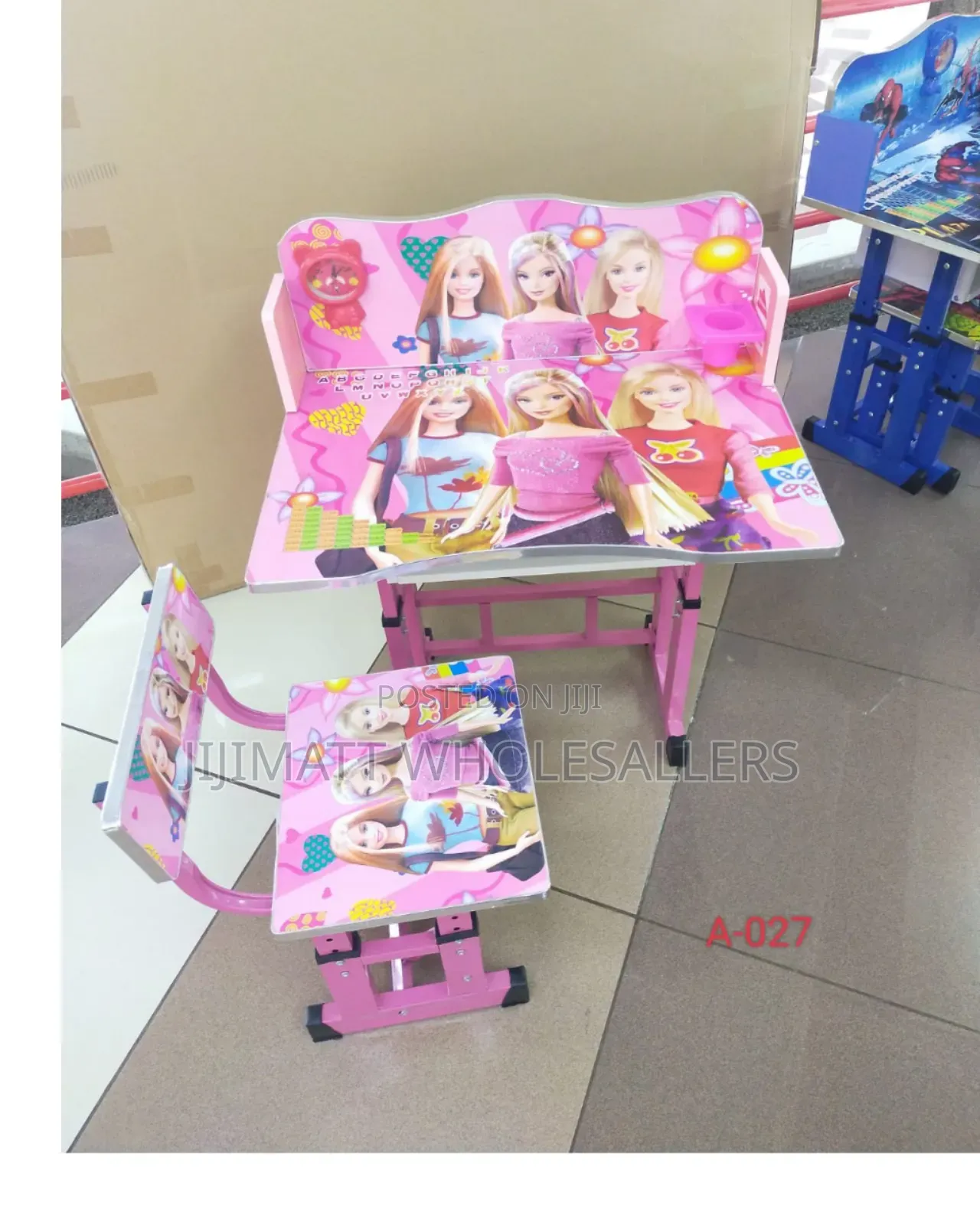 Pink Kids Tables With Cartoon Theme