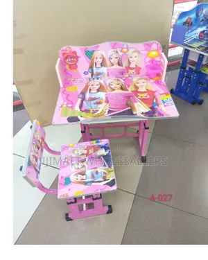 Pink Kids Tables With Cartoon Theme