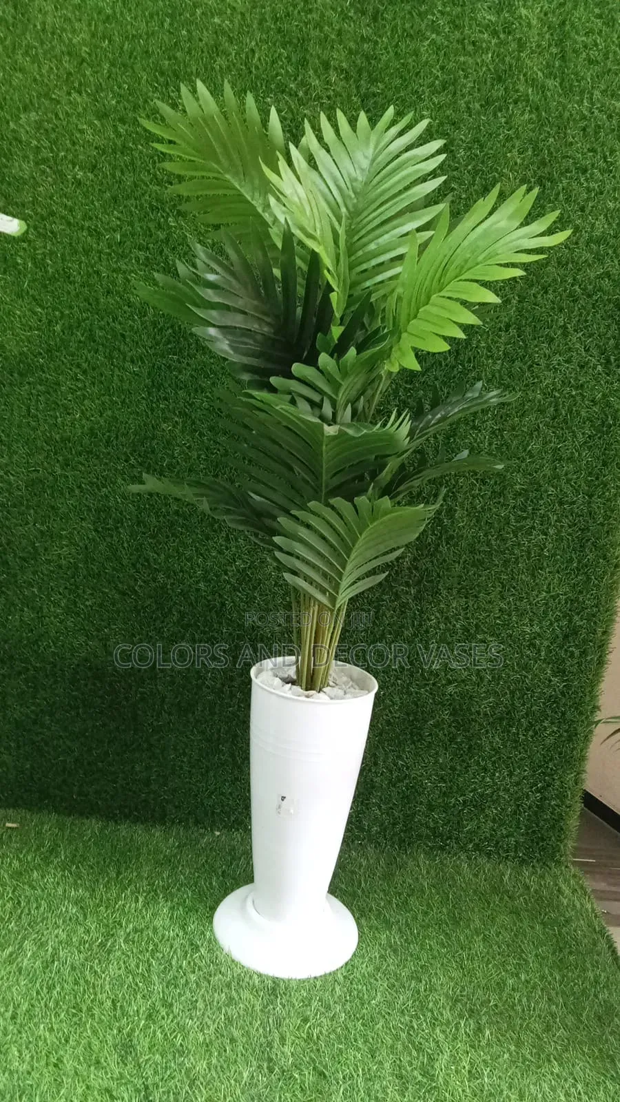 Palm Tree With Long White Vase