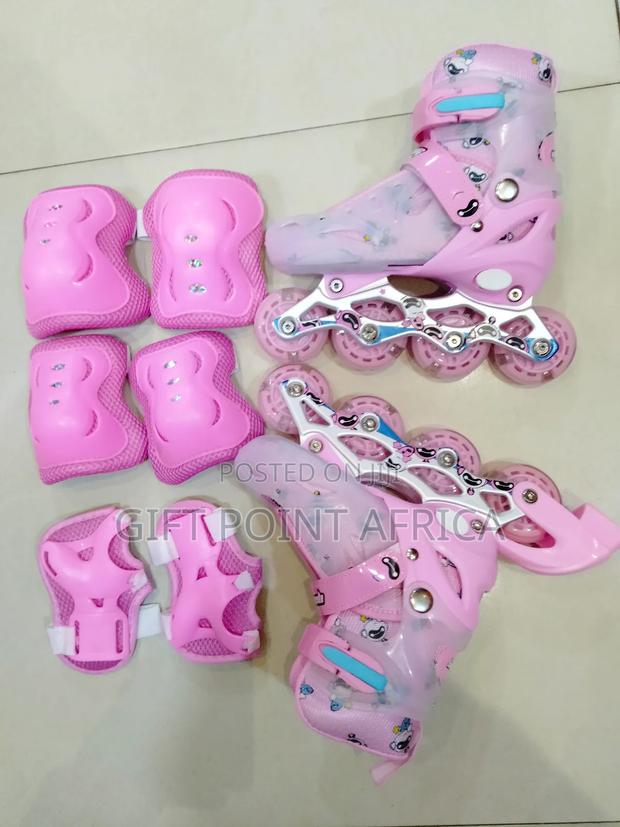 Pink Rubber Wheels Roller Skates for Kids - thumbnail 2
