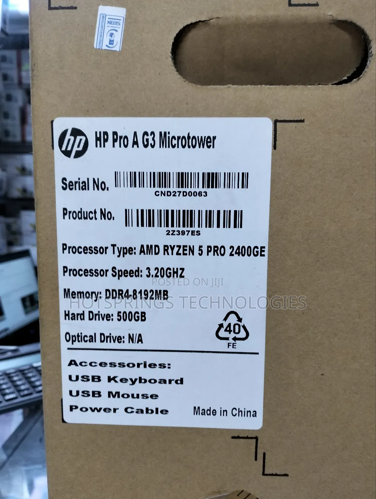 New Desktop Computer HP 8GB AMD Ryzen 5 HDD 500GB