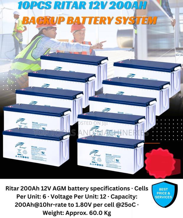 Best Price Offer 10pcs Ritar 12v 200ah Backup Battery System