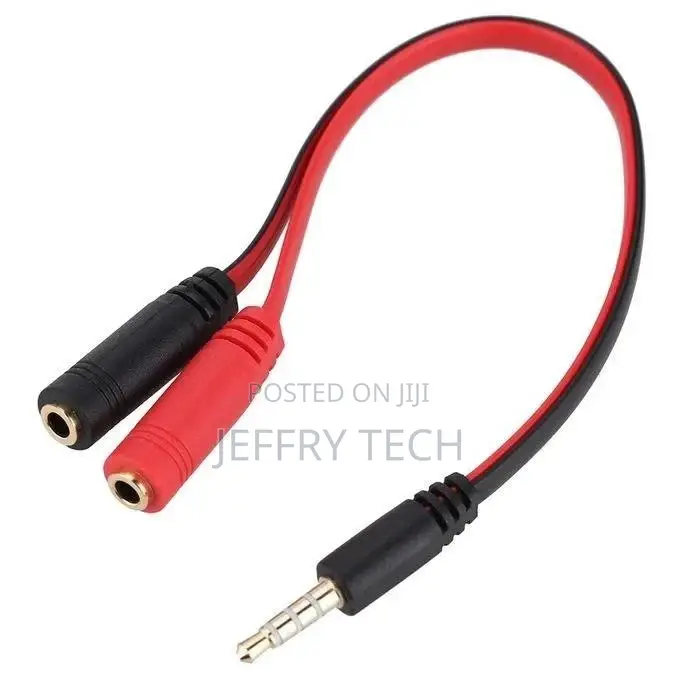 3.5mm Stereo Audio Male To 2 Female Y Splitter Mic Earphone