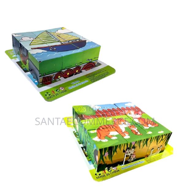 Six Sided 3D Kids Wooden Puzzle Blocks - main view