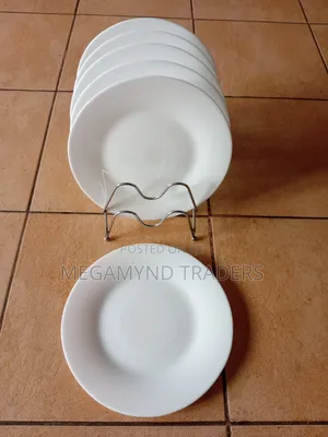 6pc Glass White Plates/Dinner Plate Size 10inch