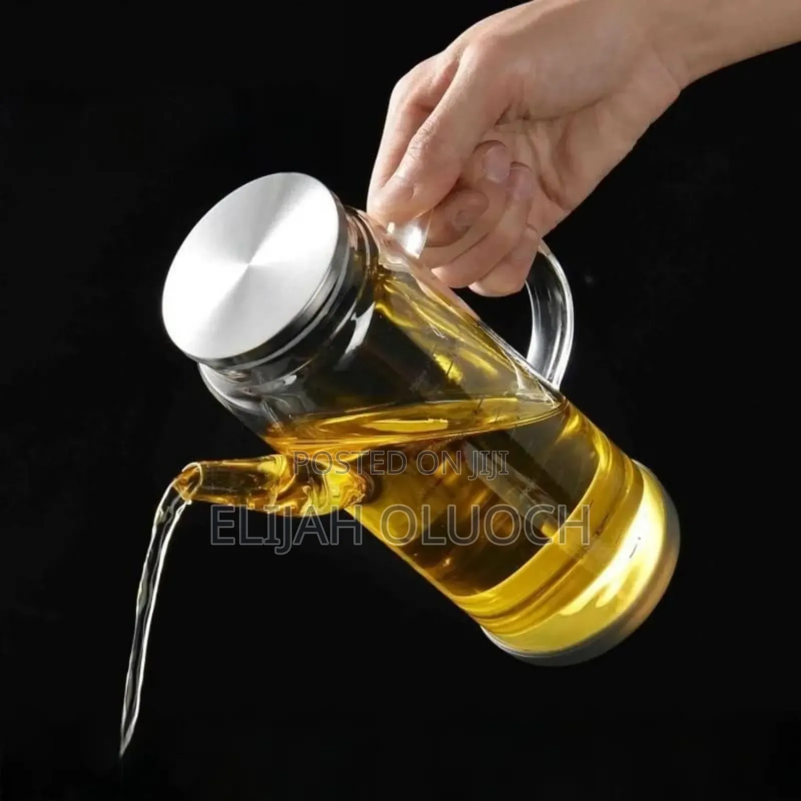 Glass Oil/Vinegar Dispenser/Jar With Bamboo Lid
