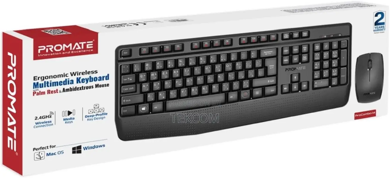 Promate Dual Interface Full Size Wireless Keyboard Mouse C