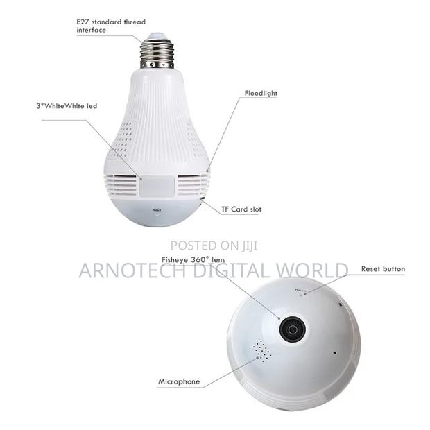Panoramic 1080P 360 Degree Night Vision , Wifi Light Bulb Ca