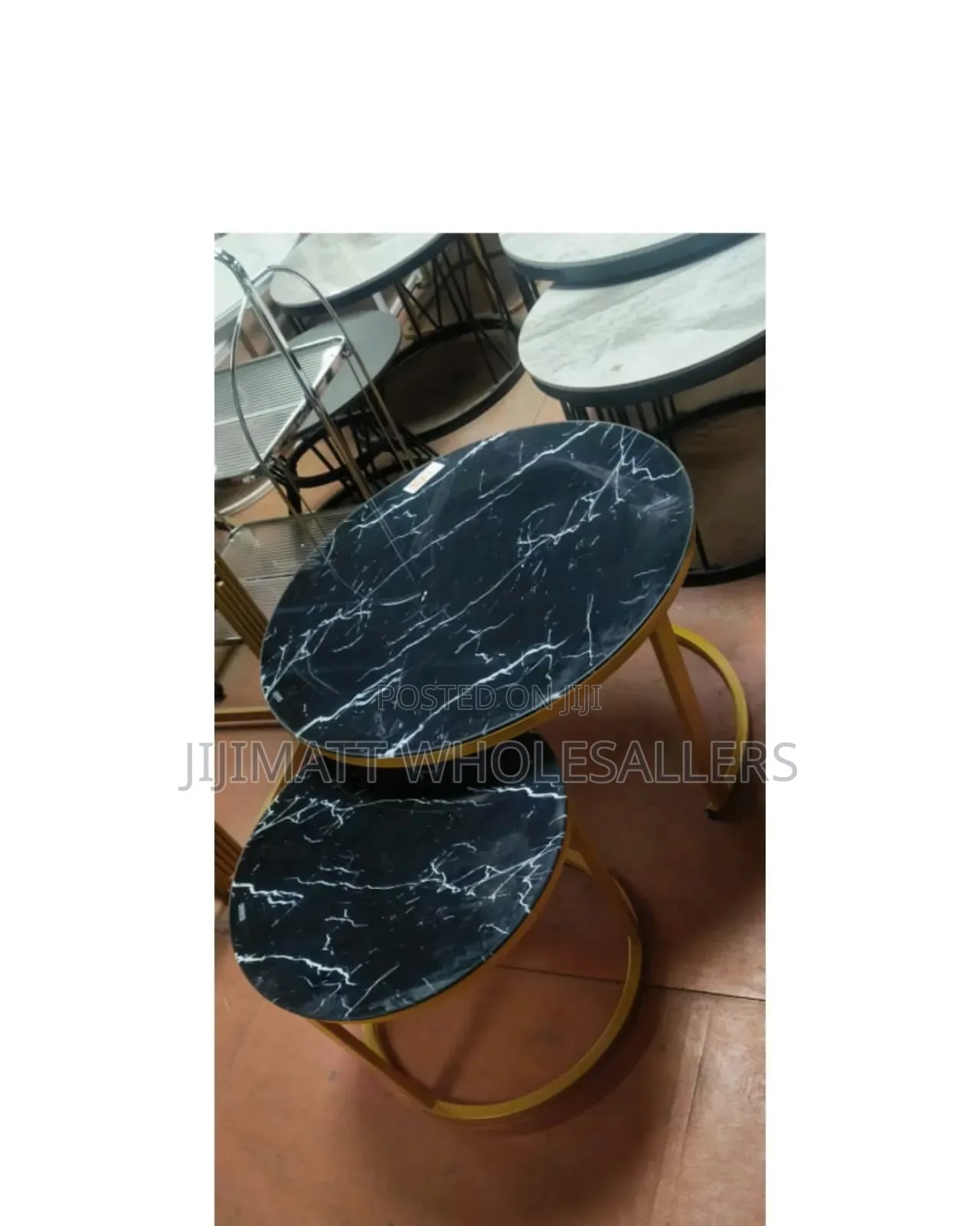 Marble Nesting Coffee Table (Glass Effect)Black