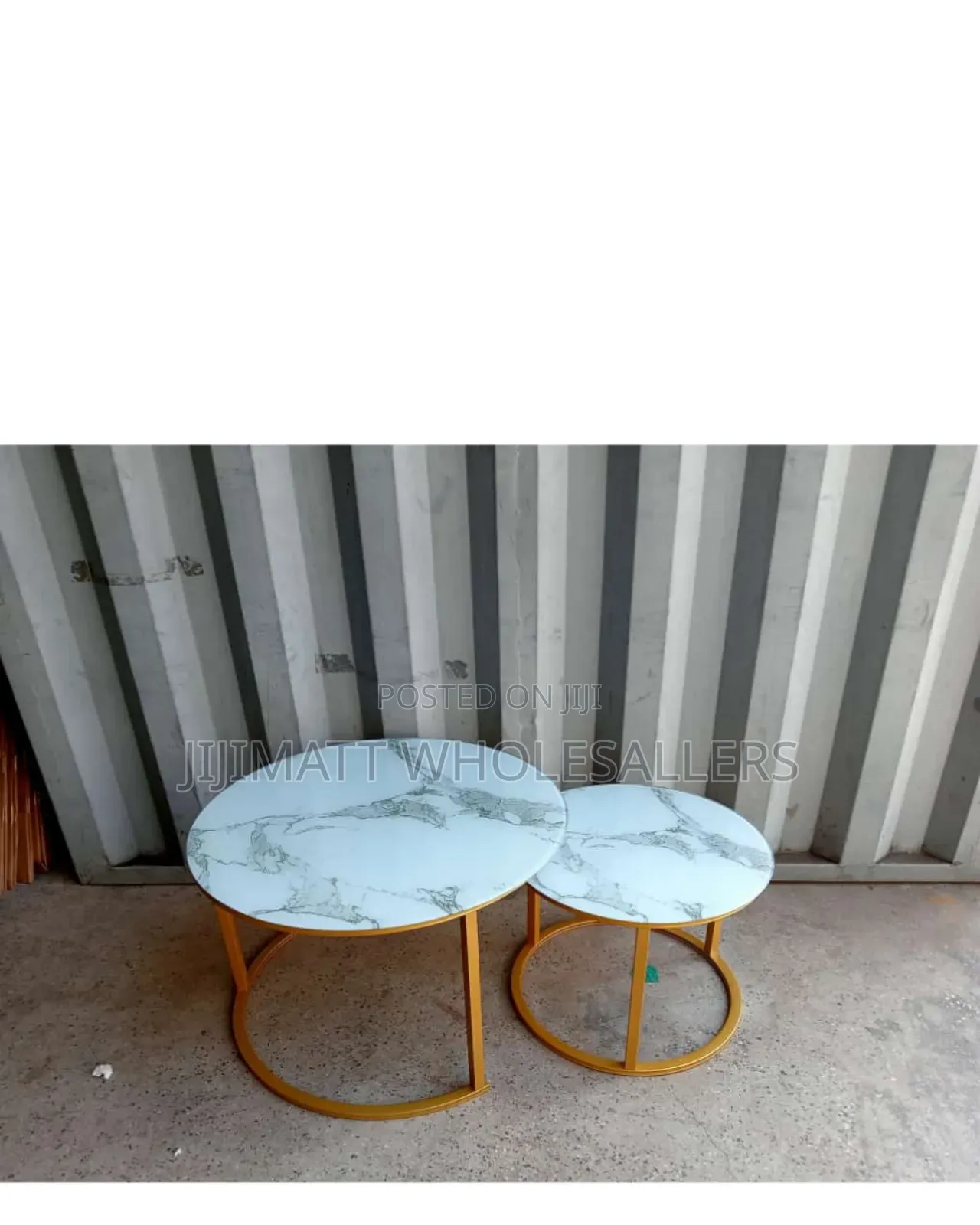 Marble Nesting Coffee Table (Glass Effect) White