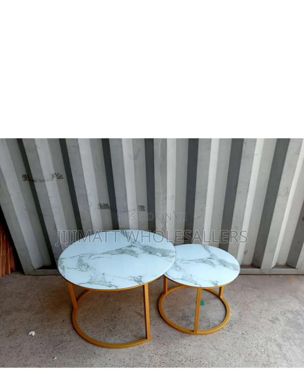Marble Nesting Coffee Table (Glass Effect) White