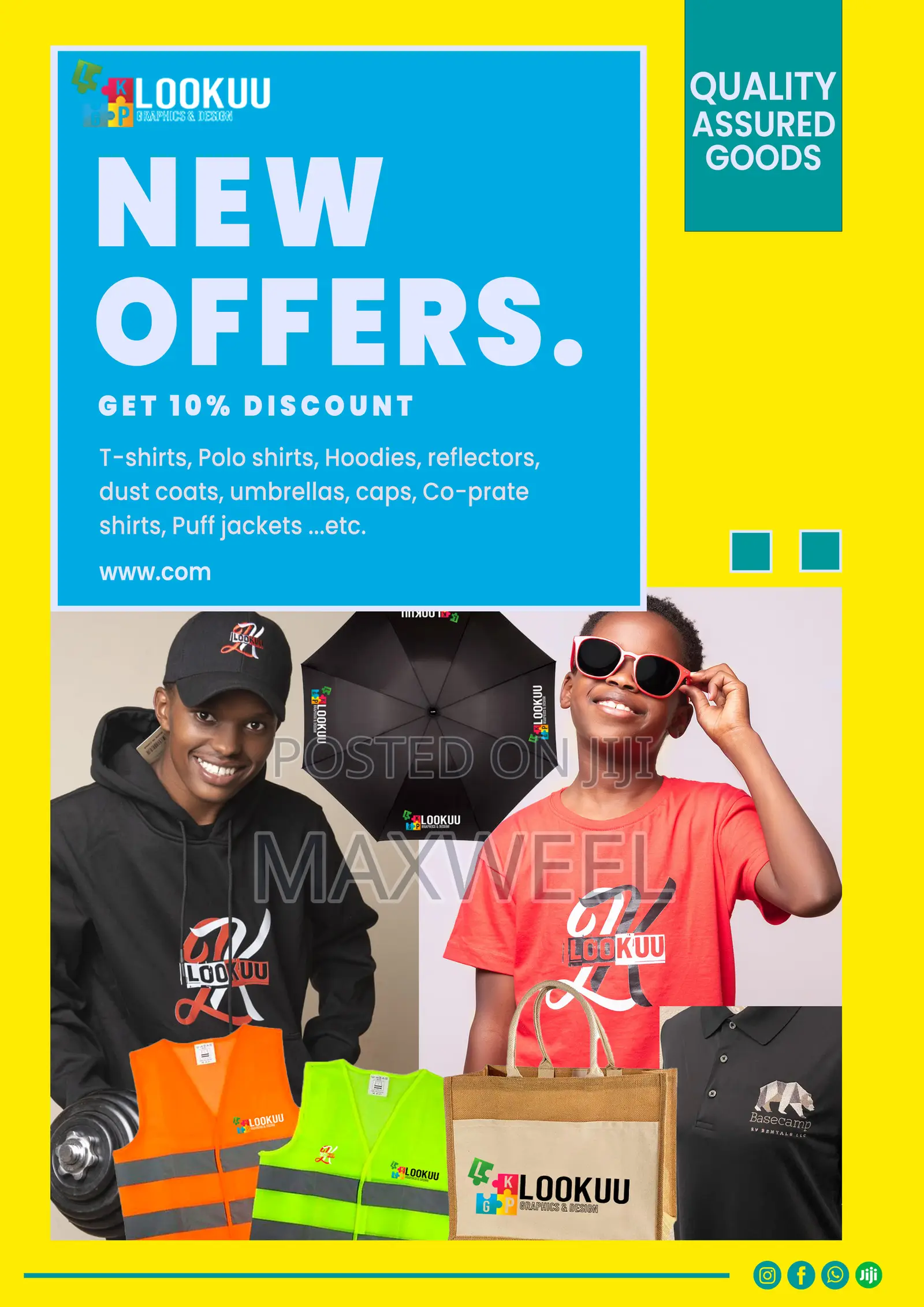 T-Shirts, Polo Shirts, Hoodies, Reflectors, Dust Coats, Umbr