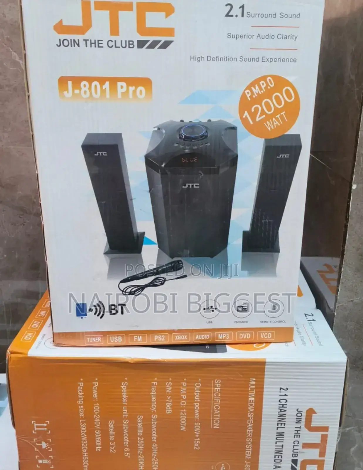 Good Quality JTC Mtungi 2.1ch Hometheatre-Bt/Fm/Usb-12,000w