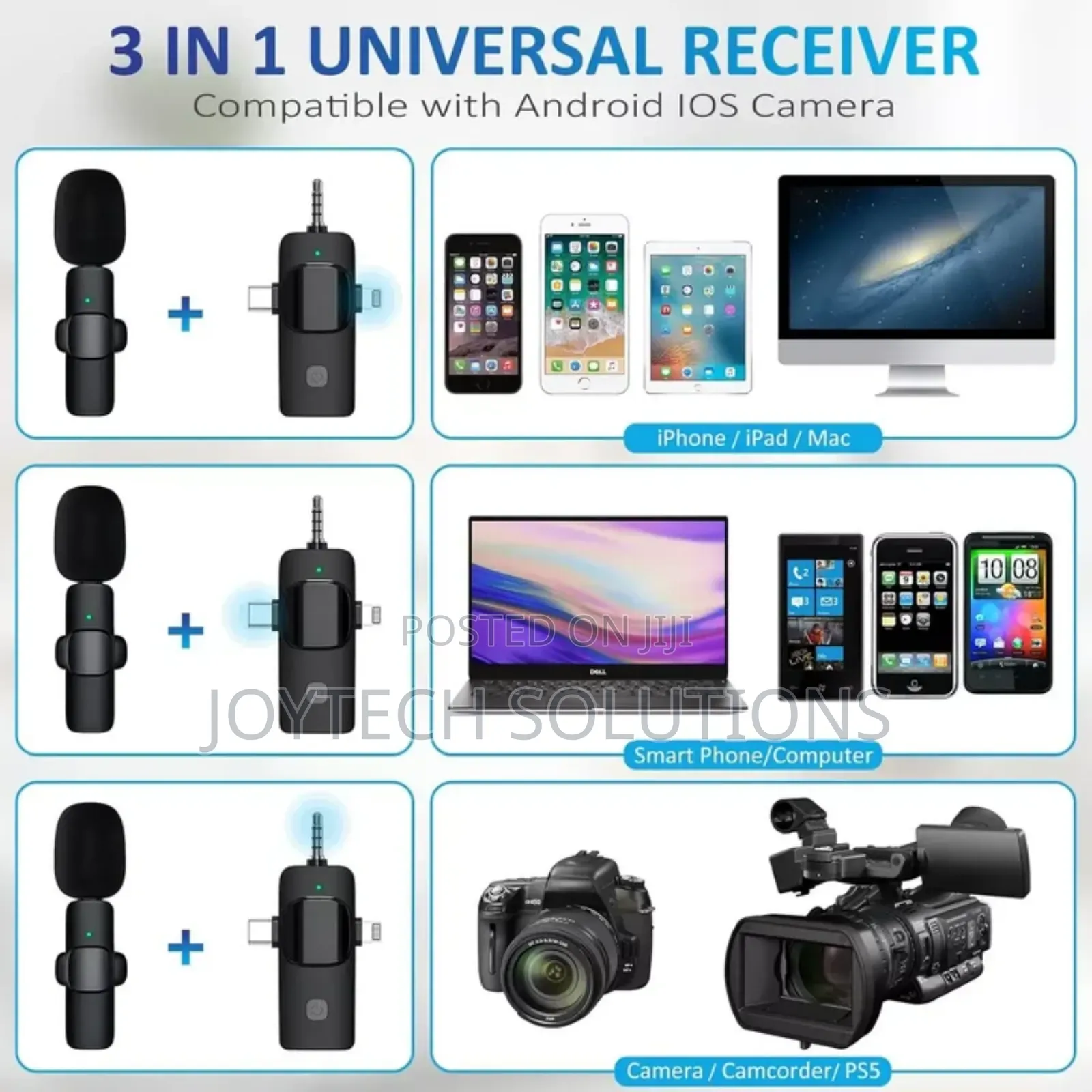 -3in1 Lavalier Universal Receiver Wireless Microphone