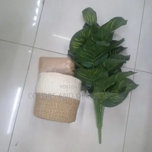 Basket Size 8, Plant and Stones White