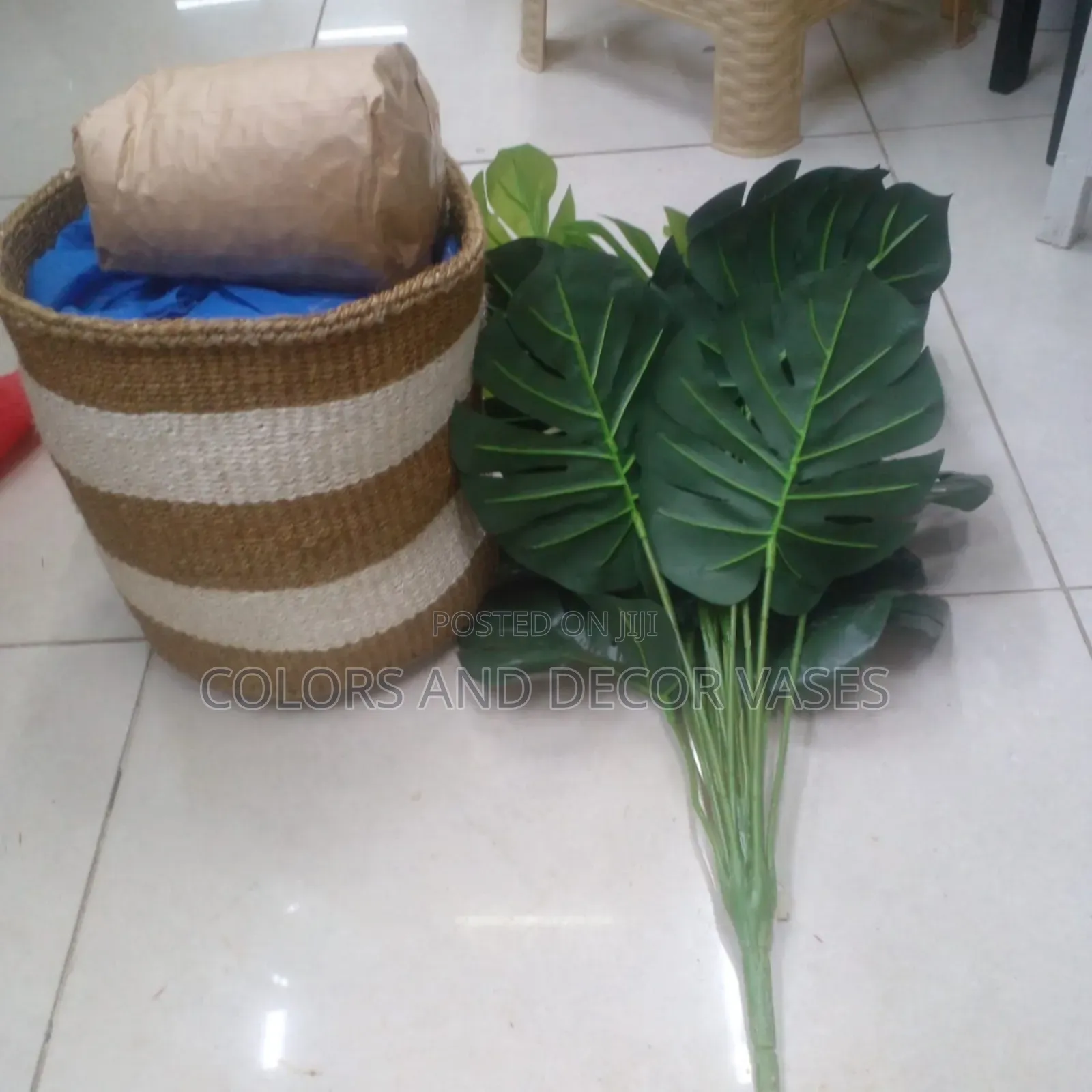 Basket 10" Plant Artificial and Decorative Stones