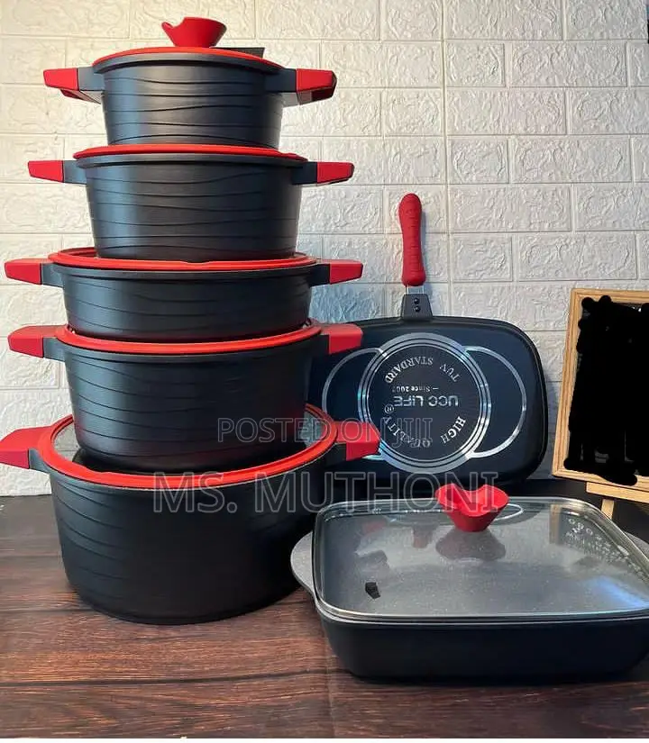 *14pcs Hausroland Granite Cookware Set*: *Green and Black