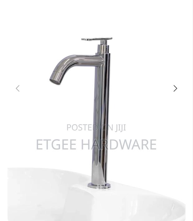 Long Neck Counter Top Basin Tap Silver