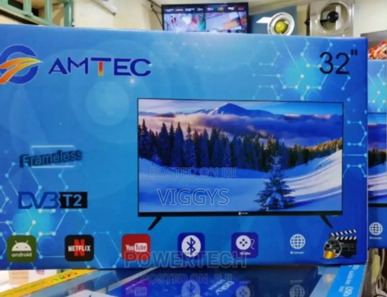 Amtec 32" Inches Frameless Smart Android TV With Bluetooth.