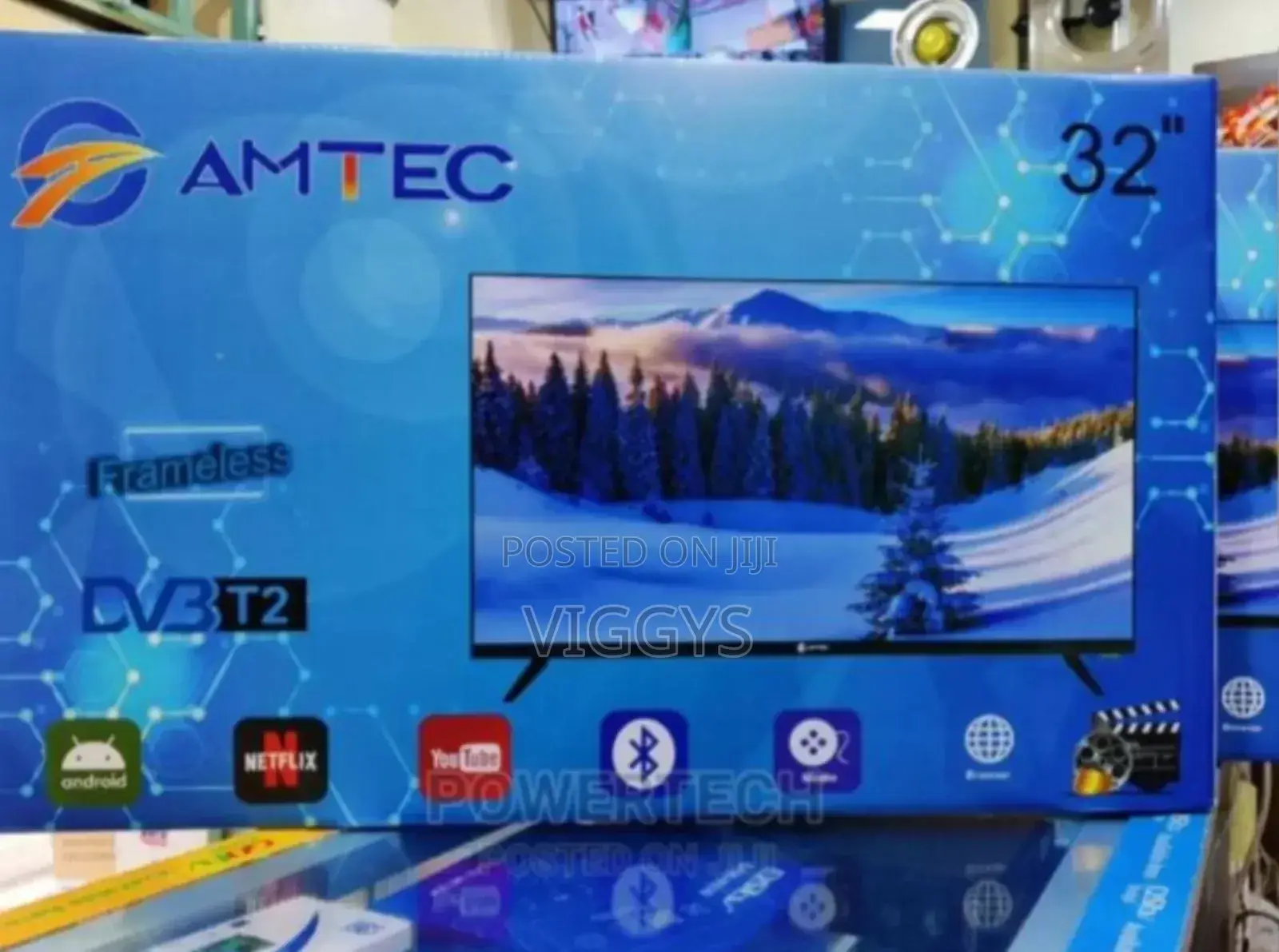 Amtec 32" Inches Frameless Smart Android TV With Bluetooth.