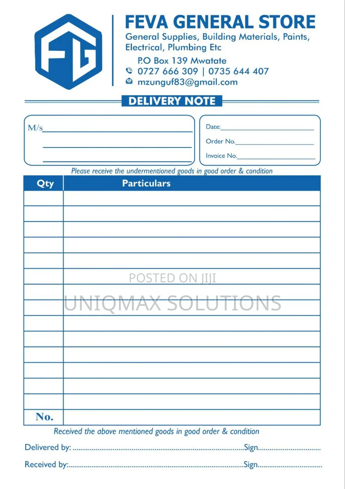 Invoice- D Note - Receipts