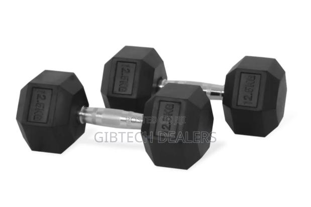 12.5kg Hexagon Rubber Dumbbells