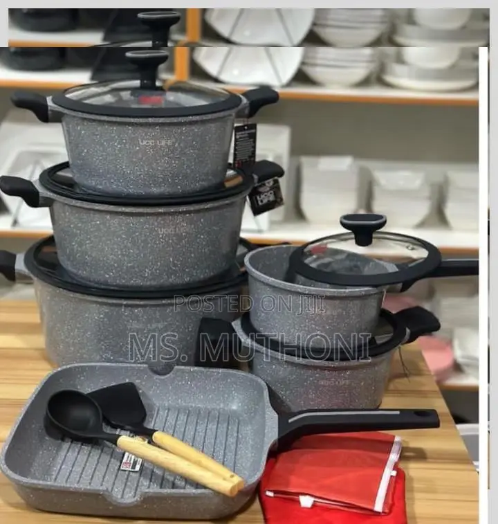 *16pcs UCC LIFE Cookware Set* Colours:*Grey and Pink.*
