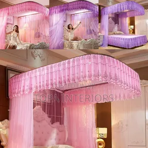 Pirple 2 Stand Rail Mosquito Nets Pink 2 Stand Rail Bed Nets