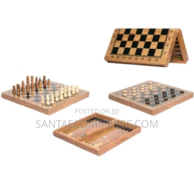 3 in 1 Chess, Checkers, Backgammon Wooden Board Game - main view