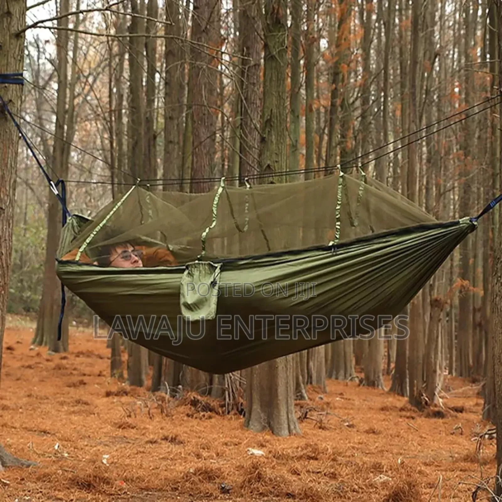 Green Parachute Like Hammock With Safety Net