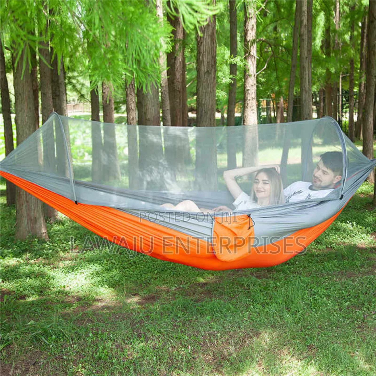 Orange Parachute Like Hammock With Net
