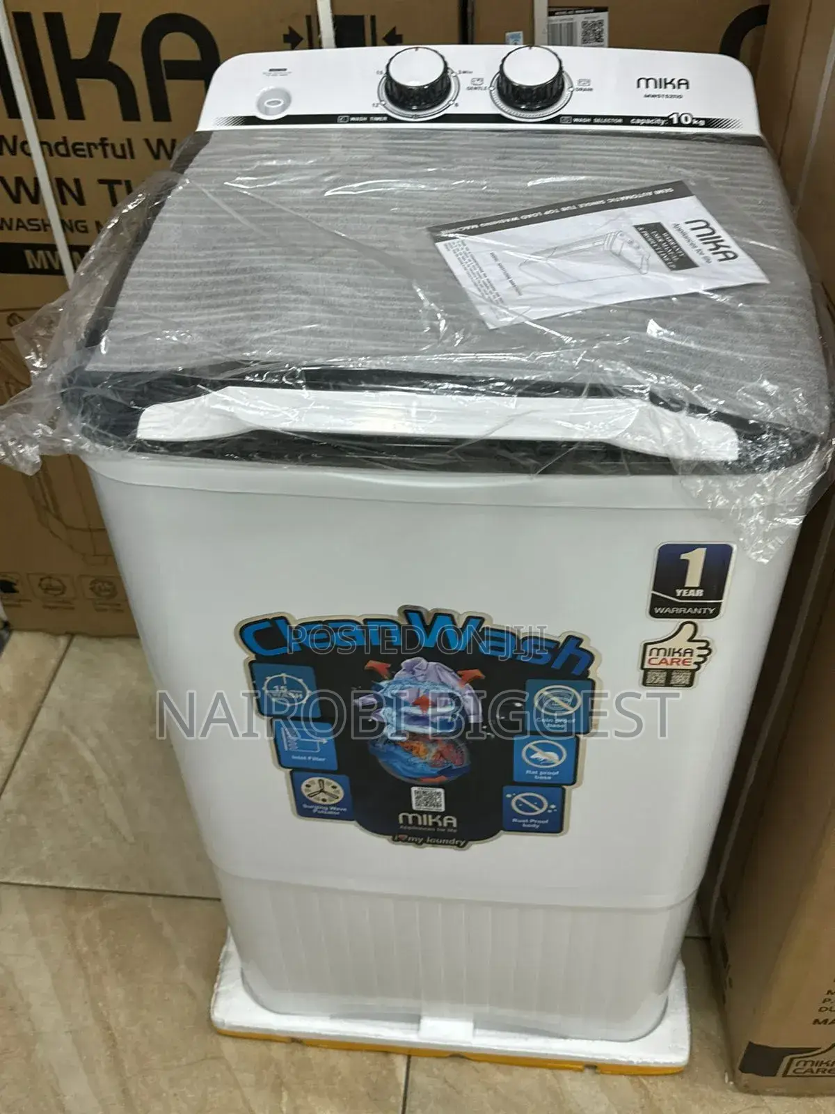 Mika 10KG SINGLE TUB Washing Machine White