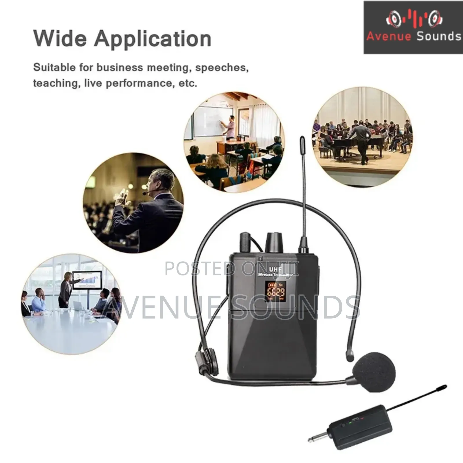 UHF Headset Microphone With Rechargable Receiver