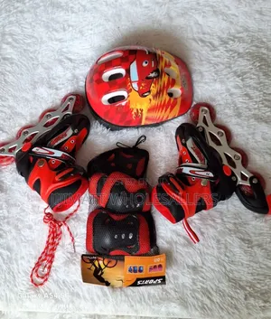Skates Shoes Full Set With Protective Gear Colour Red