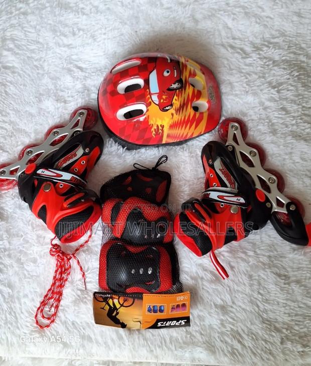 Skates Shoes Full Set With Protective Gear Colour Red