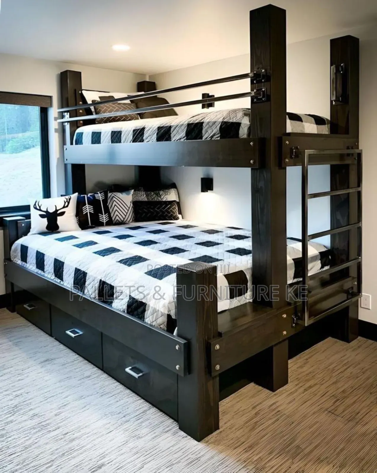 Classic Double Decker Black Bed