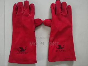 Leather Gloves Red Long 16"