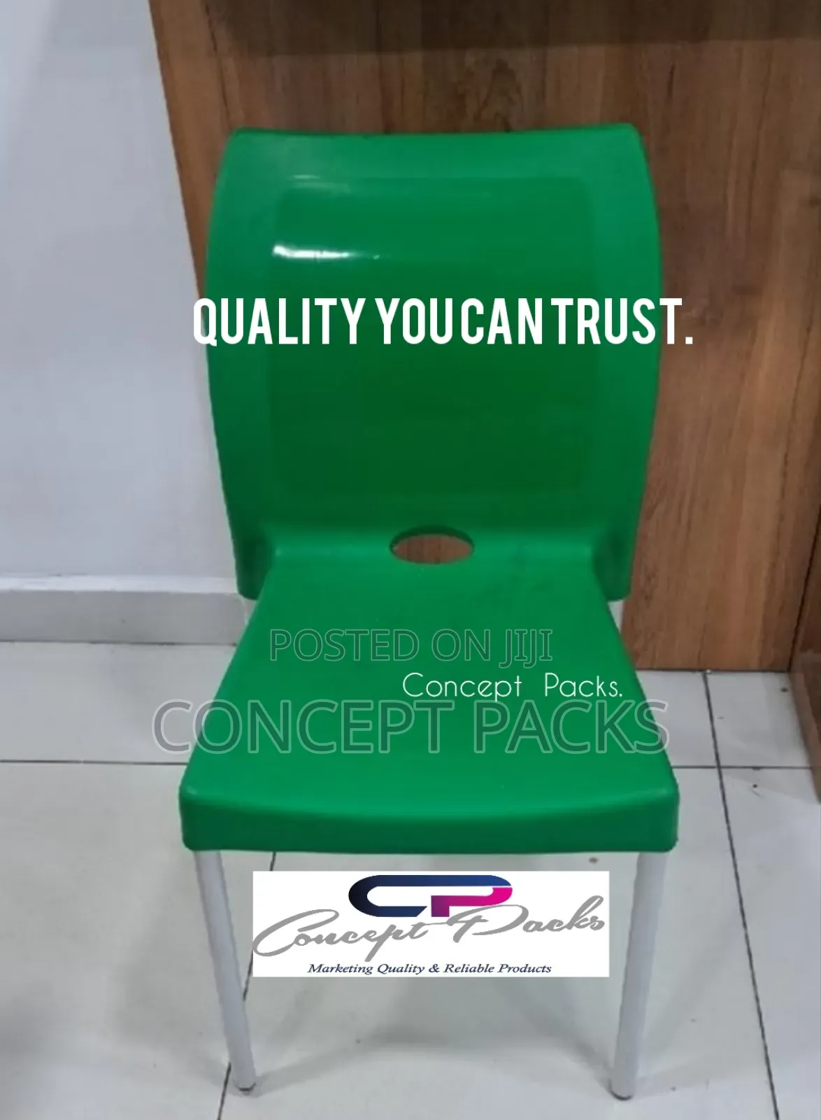 Leaf Green Armless Plastic Chair With Metallic Legs