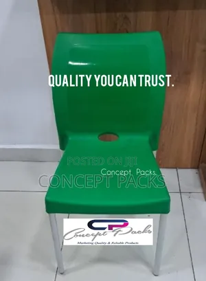 Leaf Green Armless Plastic Chair With Metallic Legs