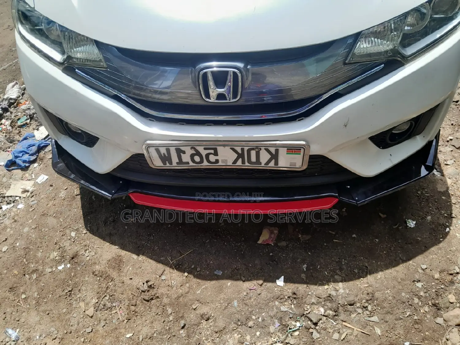 Honda Fit Bumper Lip (Black Red)