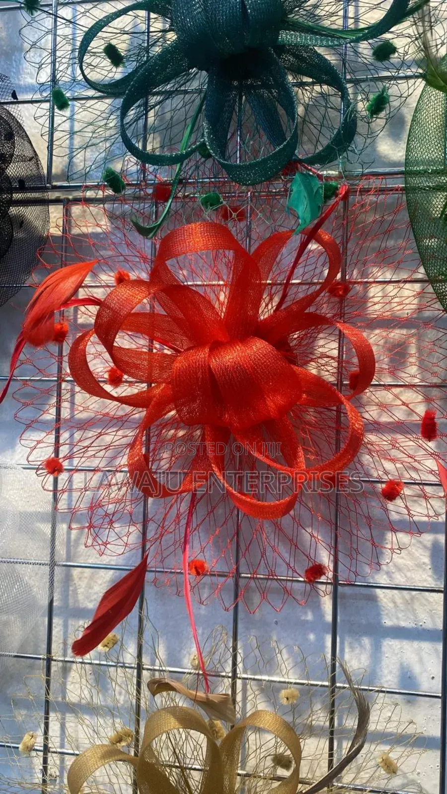 Red Net Wedding Fascinator