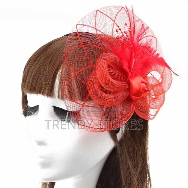 Elegant Red Wedding Fascinator - thumbnail 3