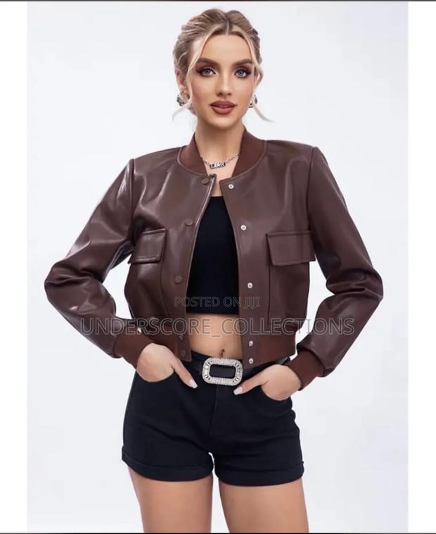 Ladies Leather Crop Jacket - main view