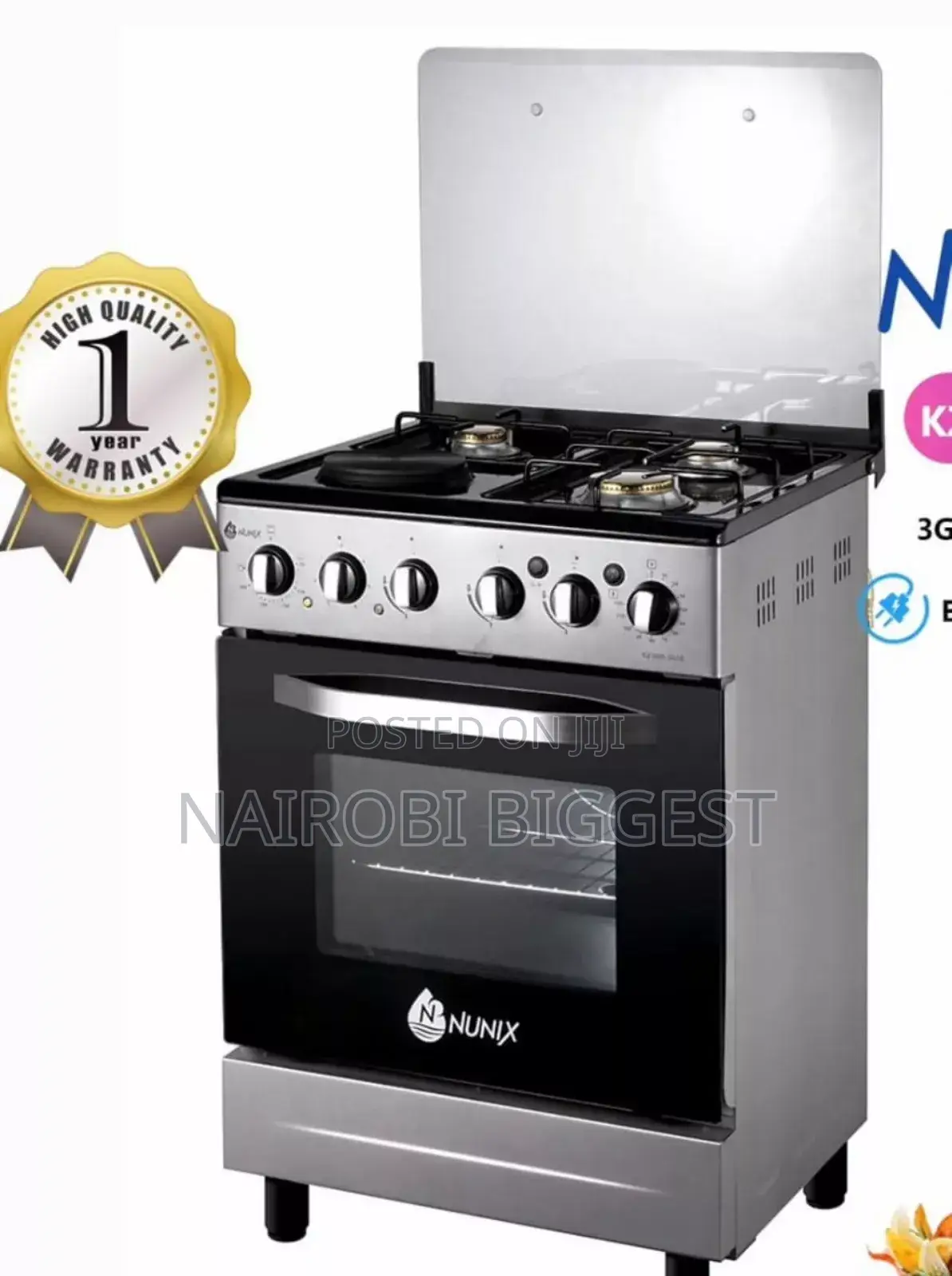 Nunix 60×60 Cooker 3g+1e. Electric Oven
