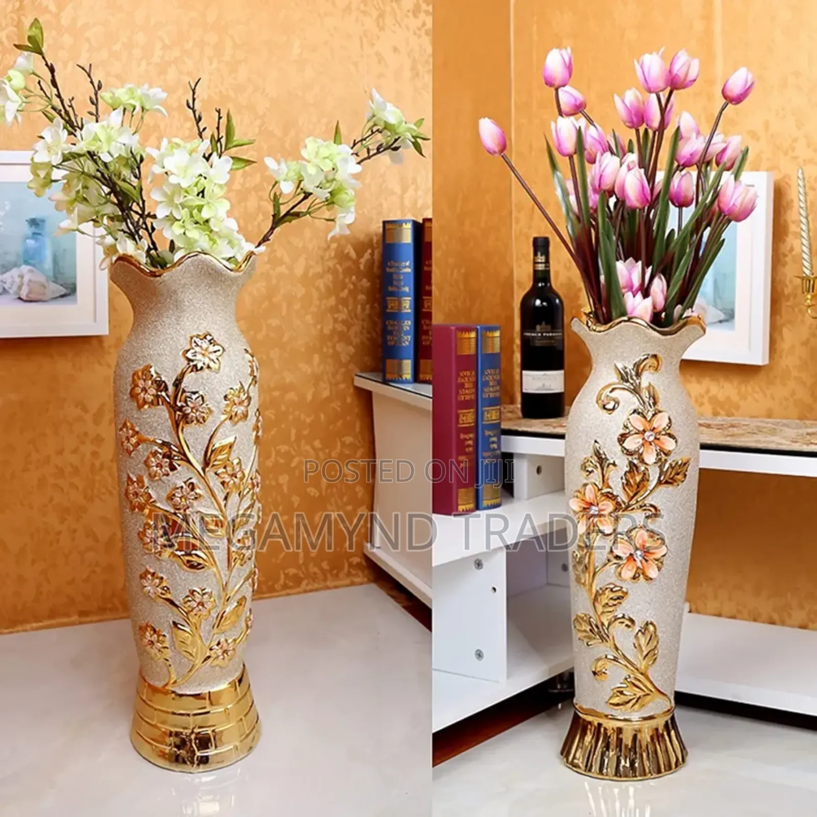 Golden Vase/Ceramic Floor Vase/Flowers Vase 60cm